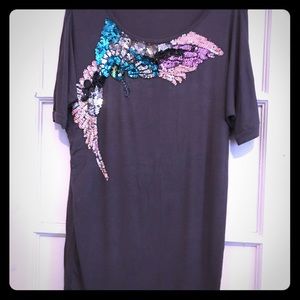 Glamorous sequin embellished multicolor crew neck